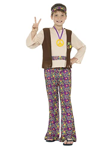 Hippie Boy Costume, with Top, Attached Waistcoat (M) von Smiffys