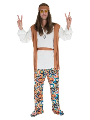 Hippie-Kostüm für Erwachsene, Größe S, Brustumfang 86-91 cm von Smiffys