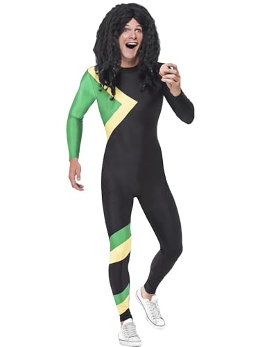 Smiffys Jamaikanischer Held Kostüm, Schwarz, mit Jumpsuit von Smiffys