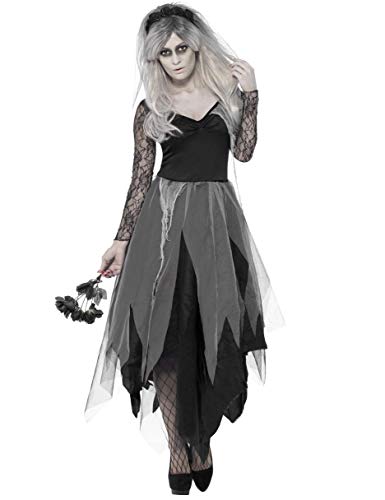 KULTFAKTOR GmbH Finstere Geisterbraut Halloween-Kostüm für Damen schwarz-grau M von Smiffys