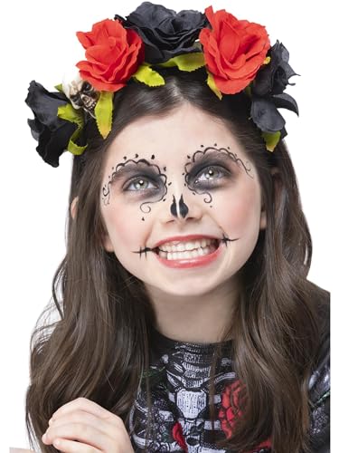 Kids DOTD Black & Red Rose Headband - - von Smiffys