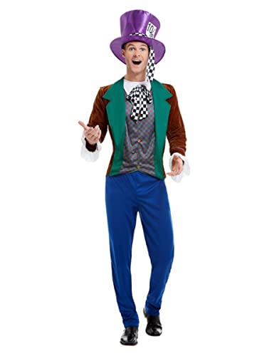 Mad Hatter Costume, Multi-Coloured, with Jacket, Trousers & Hat, (L) von Smiffys