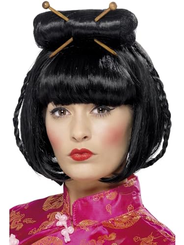 Smiffys Orientalische Lady Perücke, Schwarz, Mittellang mit Essstäbchen Smiffys Orientalische Lady Perücke, Schwarz, Mittellang mit Essstäbchen von Smiffys