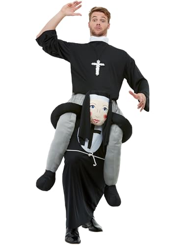 Piggyback Nun Costume, Black, with One Piece Suit & Mock Legs von Smiffys