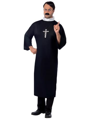 Halloween! Smiffys Priester Kostüm, Schwarz, mit langer Robe und Kollar von Smiffys
