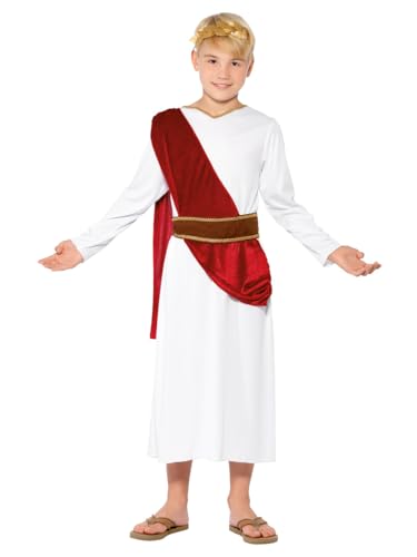 Smiffys Kinder Römischer Junge Kostüm, Robe, Gürtel und Kopfbedeckung, Größe: L, 44061 von Smiffys