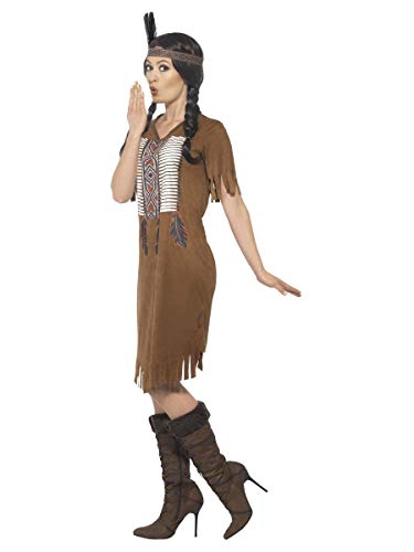 Smiffys 45976S - Damen Indianer Kämpferin Prinzessinnen Kostüm, Kleid und Haarband, Größe: 36-38, braun von Smiffys