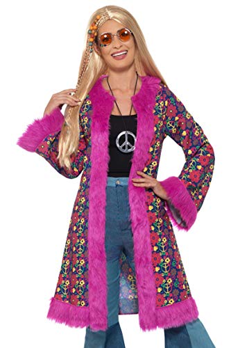 Smiffys 47389LX1 60s Psychedelic Coat Psychedelischer Hippie-Mantel der 60er Jahre, Rose, L to XL - UK Size 16-22 von Smiffys