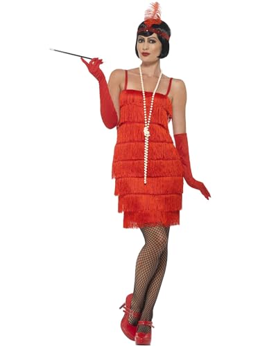 Smiffys Flapper Kostüm, Rot, mit kurzem Kleid, Kopfschmuck & Handschuhen von Smiffys