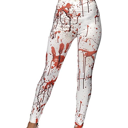 Smiffys Halloween Horror Leggings, Weiß, mit Blutspritzern von Smiffys