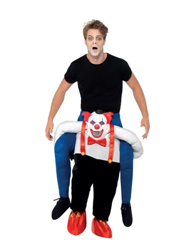 Smiffys Böser Clown Huckepack Kostüm, Blau, Einteiliger Anzug mit vorgetäuschten Beinen von Smiffys