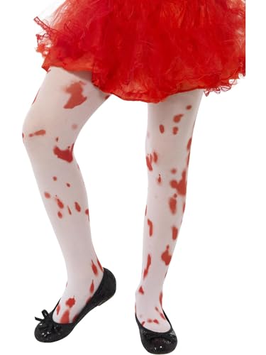 Tights, White, with Blood Stain Print, Age 6-12 von Smiffys