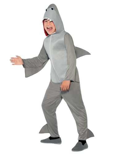 Shark Costume, Grey, with Hooded Jumpsuit & Fins, (L) von Smiffys