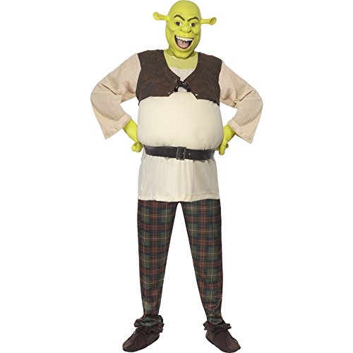 Shrek Kostüm enthält Oberteil Hose Hände und Maske, Medium von Smiffys