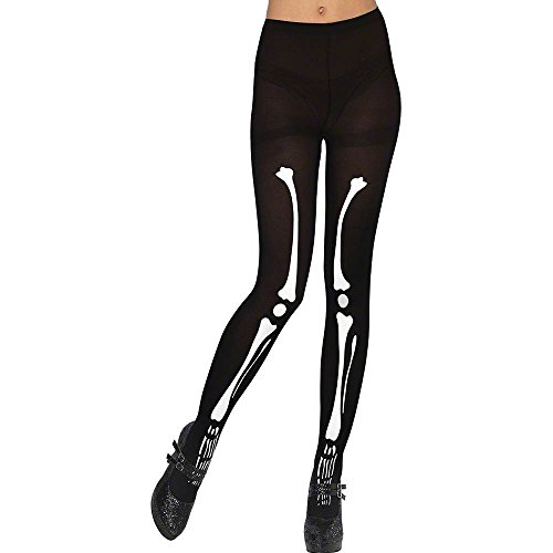 Smiffys Schwarze Strumpfhose mit Skelett-Print von Smiffys
