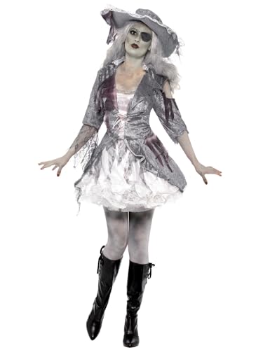 Ghost Ship Pirate Treasure, Grey, with Dress & Hat, (M) von Smiffys