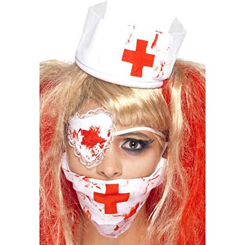 Halloween! Smiffys Set Blutige Krankenschwester, mit Maske, Kopfteil und Augenklappe, Bluteffekt Halloween! Smiffys Set Blutige Krankenschwester, mit Maske, Kopfteil und Augenklappe, Bluteffekt von Smiffys