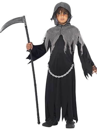 Grim Reaper Costume, Black, Cloak & Hood, (L) von Smiffys
