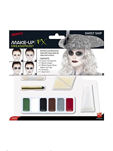 Halloween! Smiffys Geisterschiff Make-up-Kit, Grüne, weiße, braune, graue und rote Fettfarbe, Schwarzer Fettstift, Pinsel und 2 Schwämme Halloween! Smiffys Geisterschiff Make-up-Kit, Grüne, weiße, braune, graue und rote Fettfarbe, Schwarzer Fettstift, Pinsel und 2 Schwämme von Smiffys