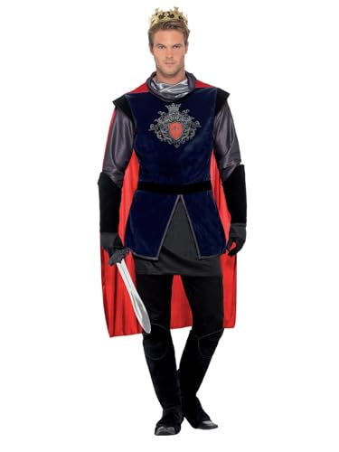 Smiffys King Arthur Deluxe Kostüm, Schwarz, mit Oberteil, Umhang, Handschuhen, Stiefelüberziehern und Krone Smiffys King Arthur Deluxe Kostüm, Schwarz, mit Oberteil, Umhang, Handschuhen, Stiefelüberziehern und Krone von Smiffys