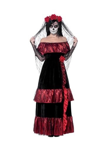 Smiffys Kostüm Tag der Toten Braut, mit Kleid und Rosenschleier von Smiffys