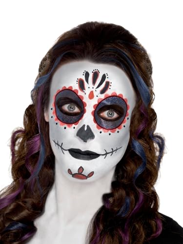 Halloween! Smiffys Tag des toten Make-up-Kit, mit Gesichtsfarben, Face Tattoo, Edelstein-Aufkleber, Crayon und Applikatoren von Smiffys
