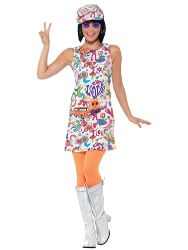 Smiffys 60er-Jahre Groovy-Mädchen-Kostüm, mehrfarbig, mit Kleid und Mütze Smiffys 60er-Jahre Groovy-Mädchen-Kostüm, mehrfarbig, mit Kleid und Mütze von Smiffys