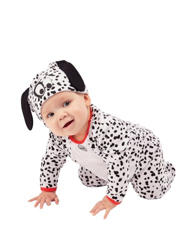 Dalmatian Baby, Black & White, All In One & Hat, BABY 6-9 months von Smiffys