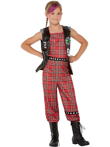 Smiffys Kostüm Punk Rocker, Rot, Oberteil und Hose von Smiffys