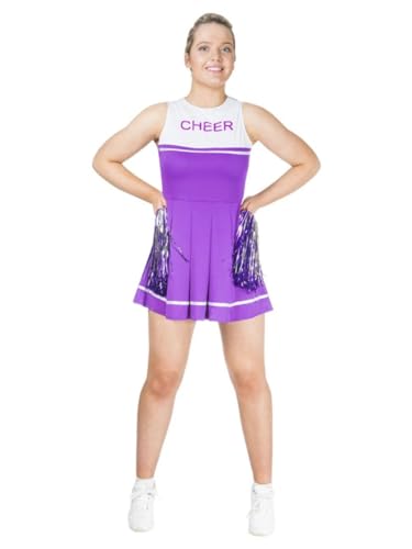 Smiffy's Cheerleader-Kostüm, Violett, Größe L - AUS 16-18 von Smiffys