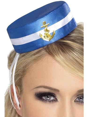 Smiffys Fever Damen Pillenbox-Matrosen Hut, One Size, Blau, 28885 von Smiffys