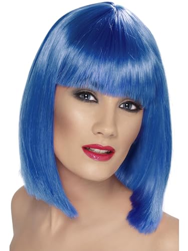 Smiffys Glam Perücke, Blau, Kurz, abgerundet mit Pony Smiffys Glam Perücke, Blau, Kurz, abgerundet mit Pony von Smiffys