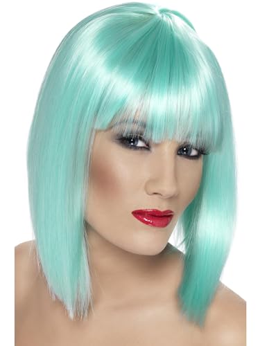 Smiffys Glam Perücke, Neon-Aquamarinblau, Kurz, abgerundet mit Pony Smiffys Glam Perücke, Neon-Aquamarinblau, Kurz, abgerundet mit Pony von Smiffys