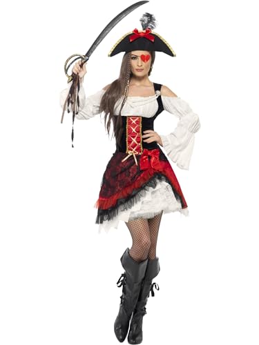 Smiffys Glamouröse Lady-Piratin Kostüm, mit Kleid und Hut von Smiffys