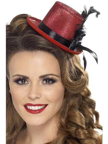 Smiffys Mini-Zylinder, Rot mit schwarzem Band und Feder Smiffys Mini-Zylinder, Rot mit schwarzem Band und Feder von Smiffys