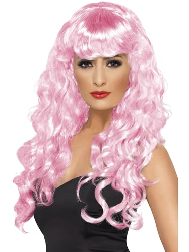 Smiffys Sirene Perücke, Rosa, Lang, Lockig mit Pony Smiffys Sirene Perücke, Rosa, Lang, Lockig mit Pony von Smiffys