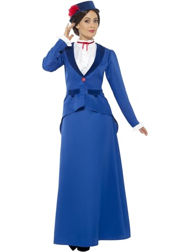 Victorian Nanny Costume, Blue, with Jacket with Mock Shirt, Skirt & Hat, (PLUS X2) von Smiffys