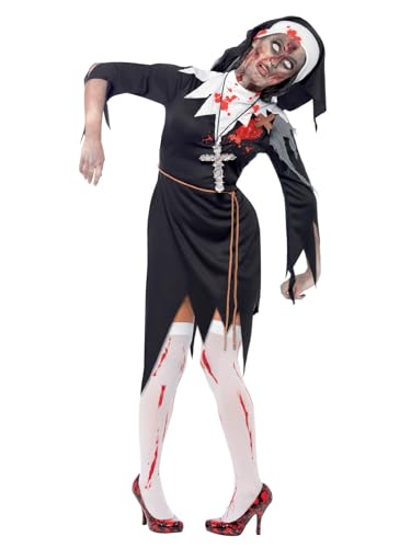 Smiffys Zombiekostüm Blutige Klosterschwester, Schwarz, mit Kleid, Latexwunde, Seilgürtel und Kopfteil Smiffys Zombiekostüm Blutige Klosterschwester, Schwarz, mit Kleid, Latexwunde, Seilgürtel und Kopfteil von Smiffys