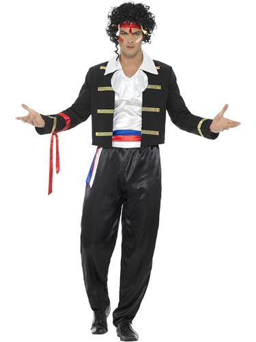 Smiffys 80er-Jahre New-Romantic-Kostüm, Schwarz, mit Jackett, Hose, Hemd und Stirnband Smiffys 80er-Jahre New-Romantic-Kostüm, Schwarz, mit Jackett, Hose, Hemd und Stirnband von Smiffys