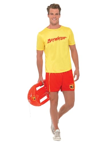 Smiffys Strandkostüm für Herren Baywatch, Gelb, mit Oberteil & Shorts Smiffys Strandkostüm für Herren Baywatch, Gelb, mit Oberteil & Shorts von Smiffys