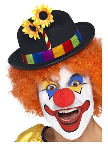 Smiffys Clown-Bowler, Schwarz, mit mehrfarbigem Band und Blume Smiffys Clown-Bowler, Schwarz, mit mehrfarbigem Band und Blume von Smiffys