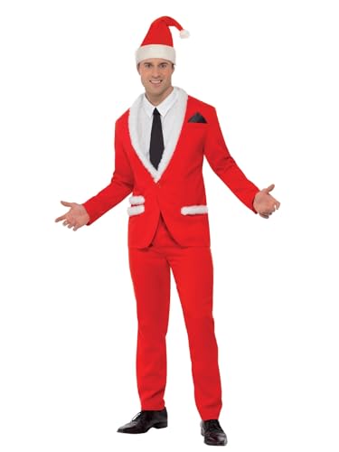 Smiffys Cooler Santa Kostüm, Rot, mit Jacke, Hose, Kopfbedeckung, vorgetäuschtem Hemd & Krawatte Smiffys Cooler Santa Kostüm, Rot, mit Jacke, Hose, Kopfbedeckung, vorgetäuschtem Hemd & Krawatte von Smiffys