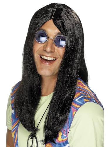 Smiffys Neil Hippie Perücke, Schwarz, mit Seitenscheitel Smiffys Neil Hippie Perücke, Schwarz, mit Seitenscheitel von Smiffys