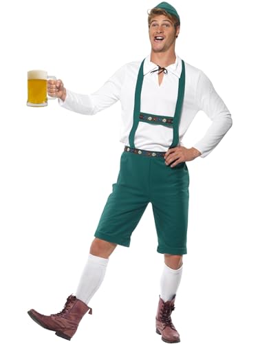 Smiffys Bier Fest Herrenkostüm, Grün, Kurze Lederhose mit Hosenträgern, Oberteil und Hut Smiffys Bier Fest Herrenkostüm, Grün, Kurze Lederhose mit Hosenträgern, Oberteil und Hut von Smiffys