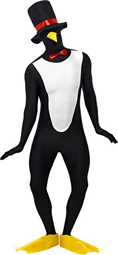 Smiffys, Herren Second Skin Pinguin Kostüm, Ganzkörperanzug mit Hut, Schnabel, Fliege und Überschuhe, Größe: L, 20175 von Smiffys