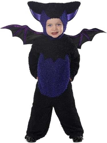 Bat Costume, Black, with All in One, Hood & Wings, (T2) von Smiffys