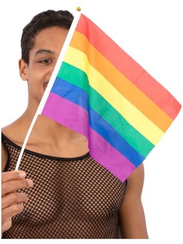 Smiffys 12 Stück Regenbogen-Handflaggen, 45 x 20 cm, Pride Parade LGBTQ Zubehör für Veranstaltungen, Partys, Festivals und Feiern, leichte Polyester-Flaggen auf weißem Kunststoffstab Smiffys 12 Stück Regenbogen-Handflaggen, 45 x 20 cm, Pride Parade LGBTQ Zubehör für Veranstaltungen, Partys, Festivals und Feiern, leichte Polyester-Flaggen auf weißem Kunststoffstab von Smiffys