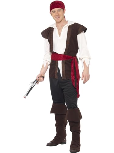 Smiffys 20469M Herren Piratenkostüm, Kopftuch, Oberteil, Hose, Gürtel und Überstiefel, Größe: M, 20469 Smiffys 20469M Herren Piratenkostüm, Kopftuch, Oberteil, Hose, Gürtel und Überstiefel, Größe: M, 20469 von Smiffys