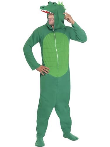 Smiffys Krokodil Kostüm, Grün, enthält Jumpsuit mit Kapuze von Smiffys