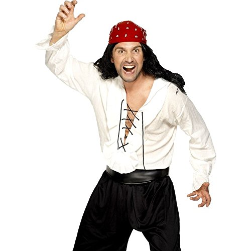 Smiffys 29537M - Herren Piraten Hemd mit Schnürfront, Größe: M, weiß von Smiffys